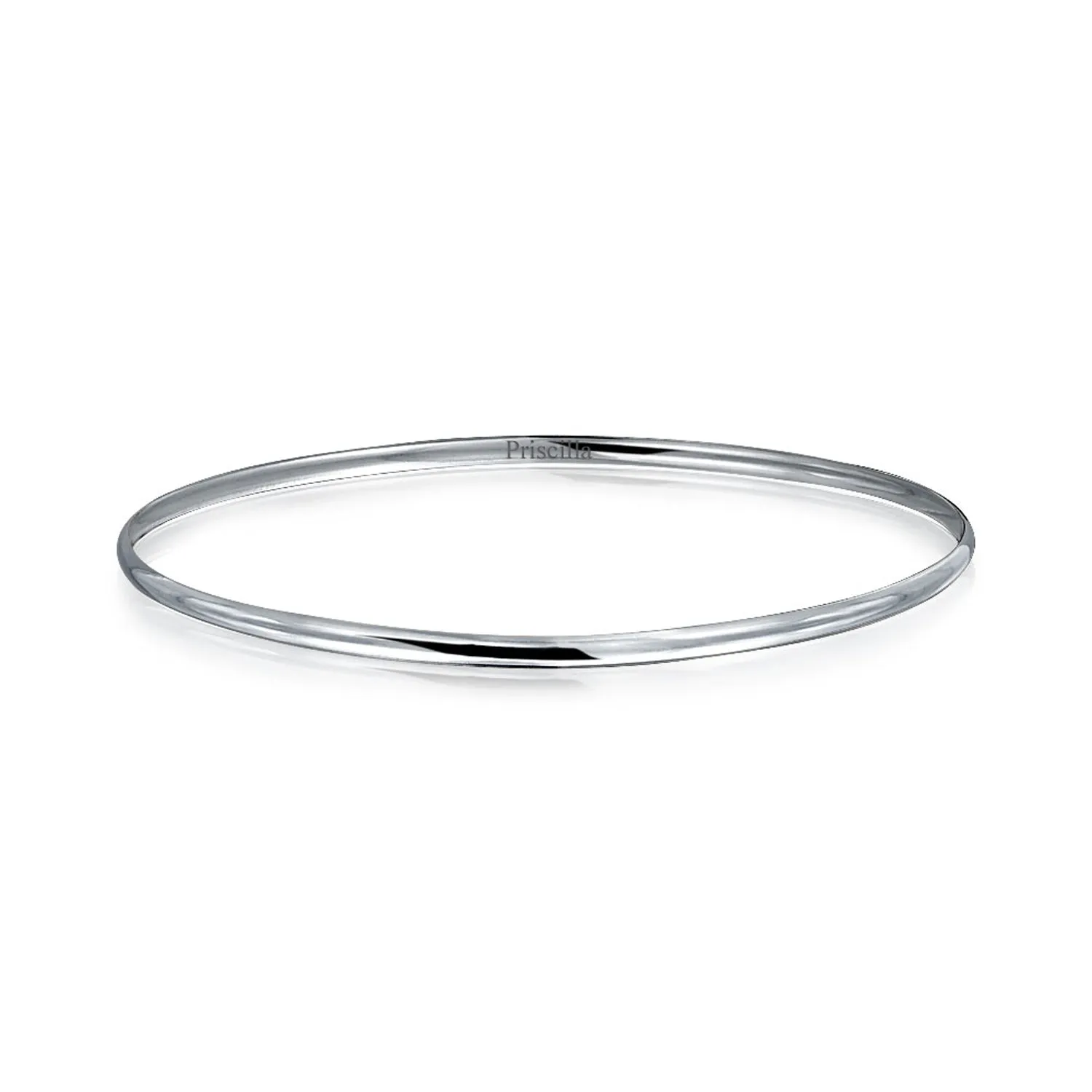 Plain Simple Sterling Silver Bangle Bracelet Set, 2-3MM, Round & Square Edges