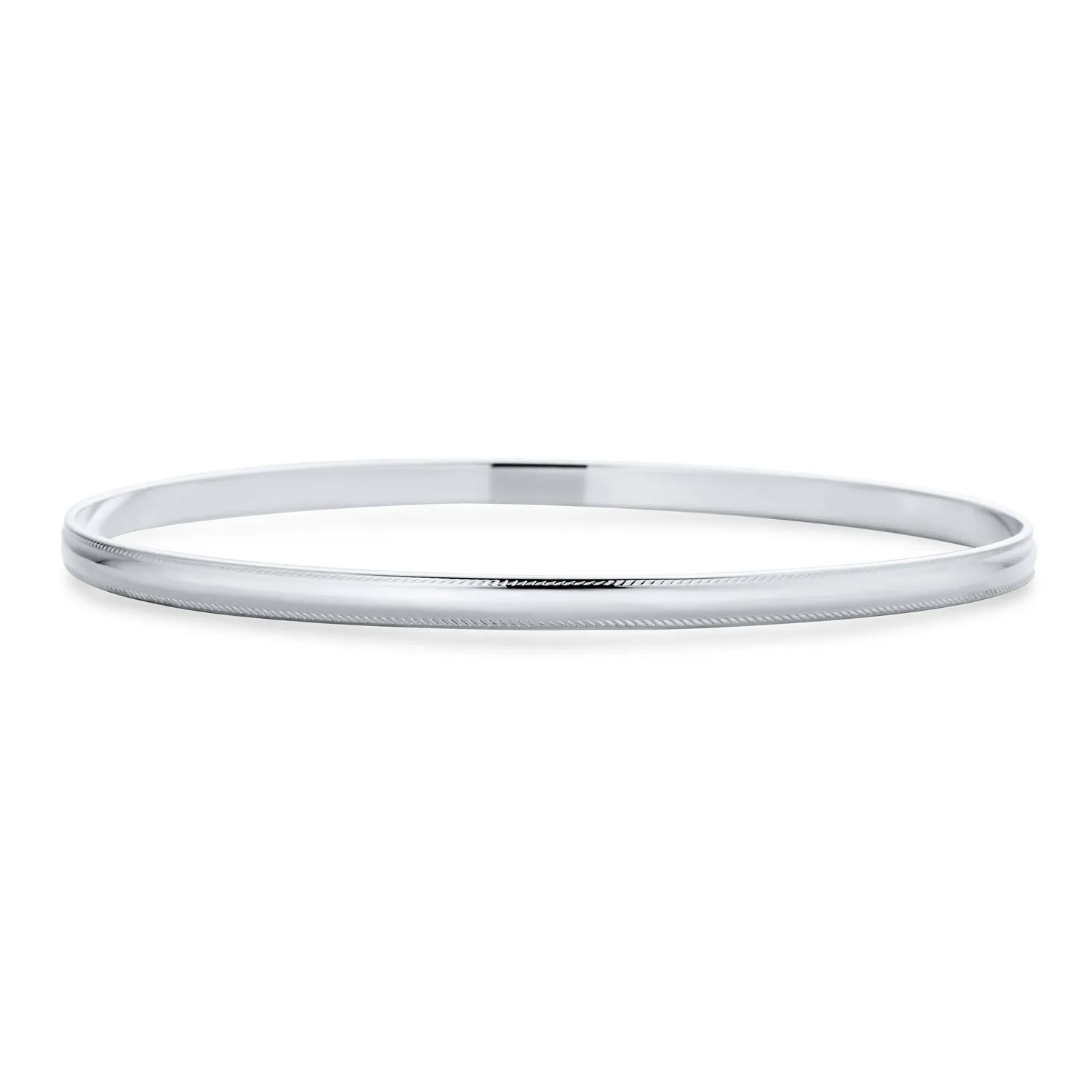 Plain Simple Sterling Silver Bangle Bracelet Set, 2-3MM, Round & Square Edges