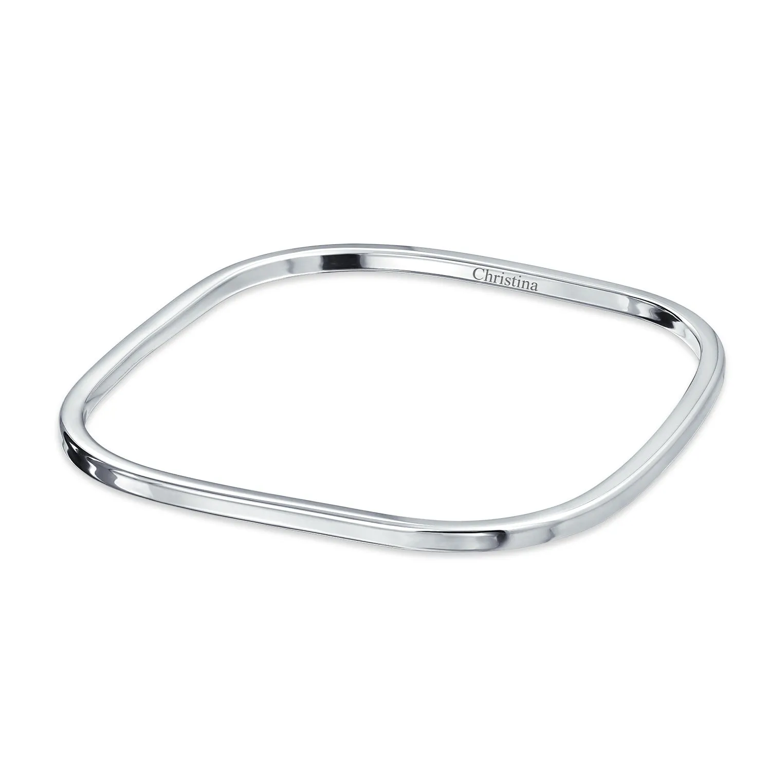 Plain Stackable Square Bangle Bracelet in Polished Sterling Silver