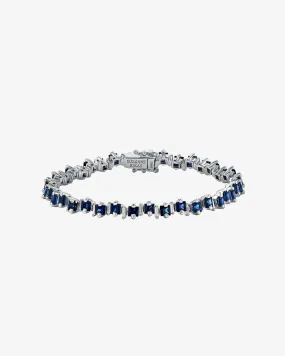 Princess Staggered Dark Blue Sapphire Tennis Bracelet