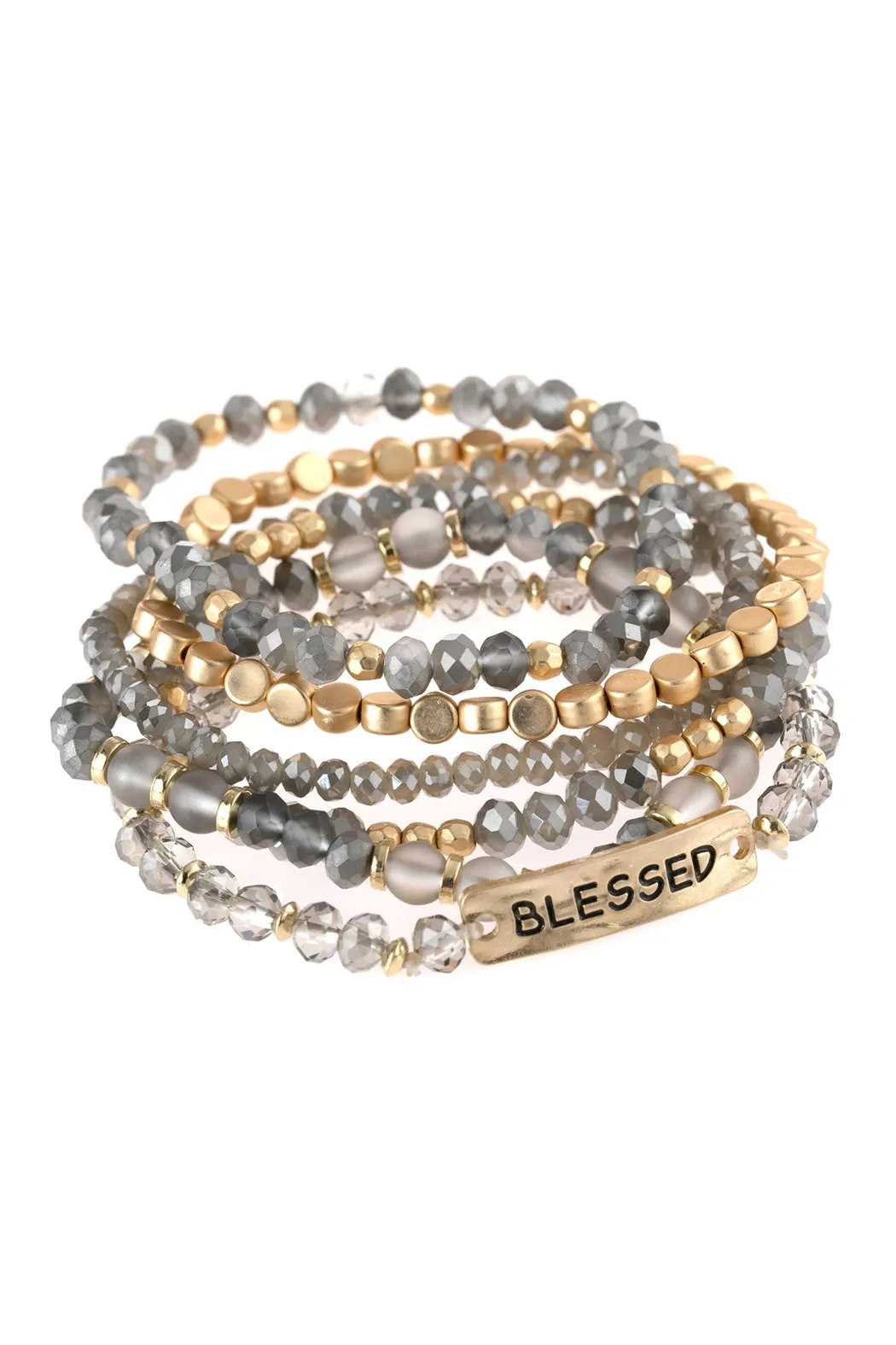 "Blessed" Charm Mixed Beads Bracelet