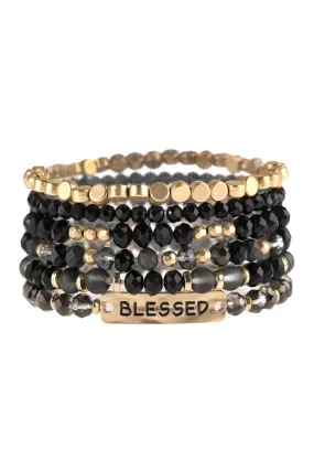 "Blessed" Charm Mixed Beads Bracelet