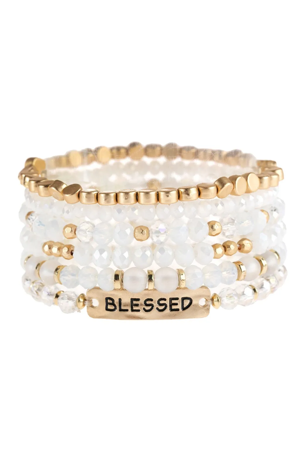 "Blessed" Charm Mixed Beads Bracelet