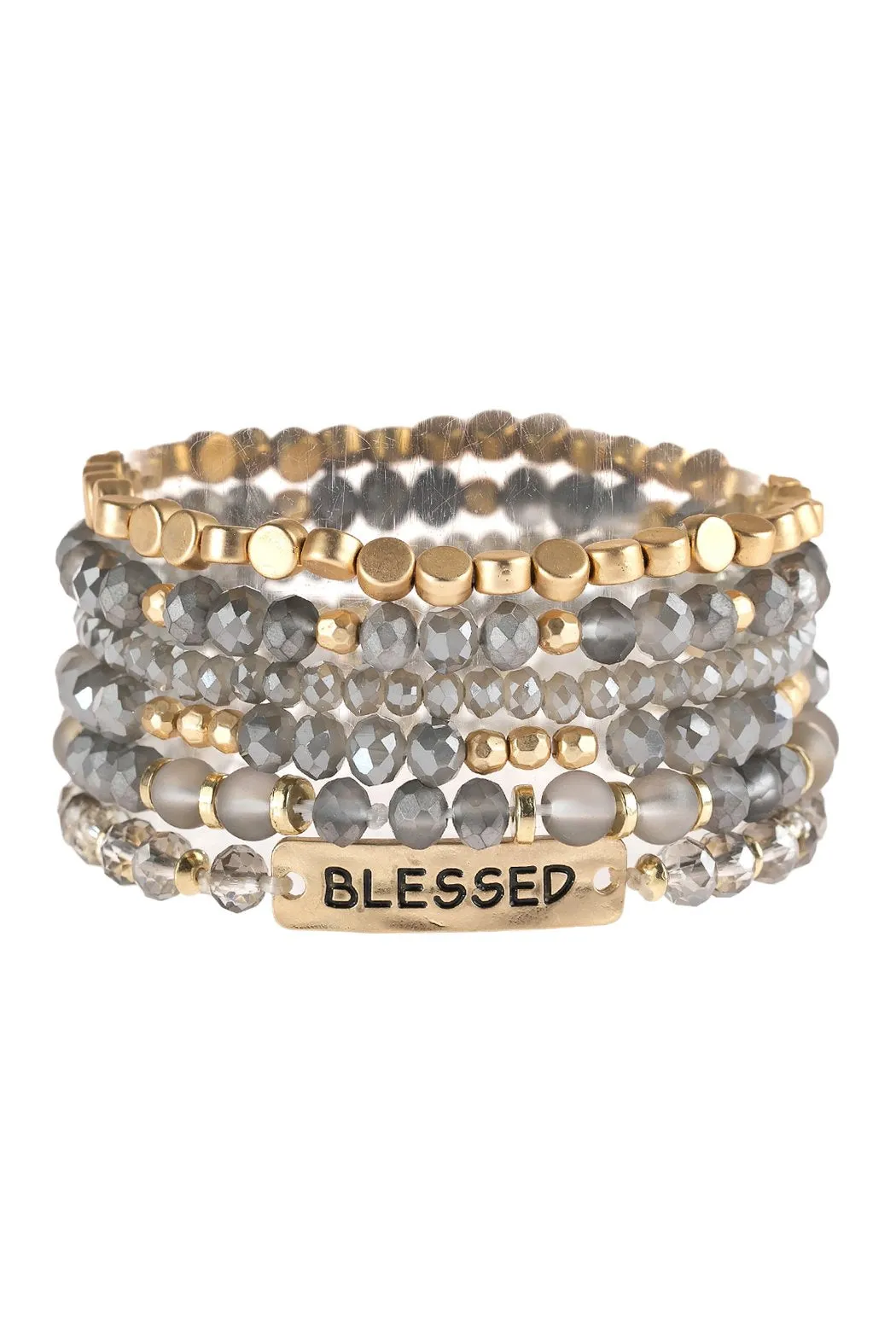 "Blessed" Charm Mixed Beads Bracelet