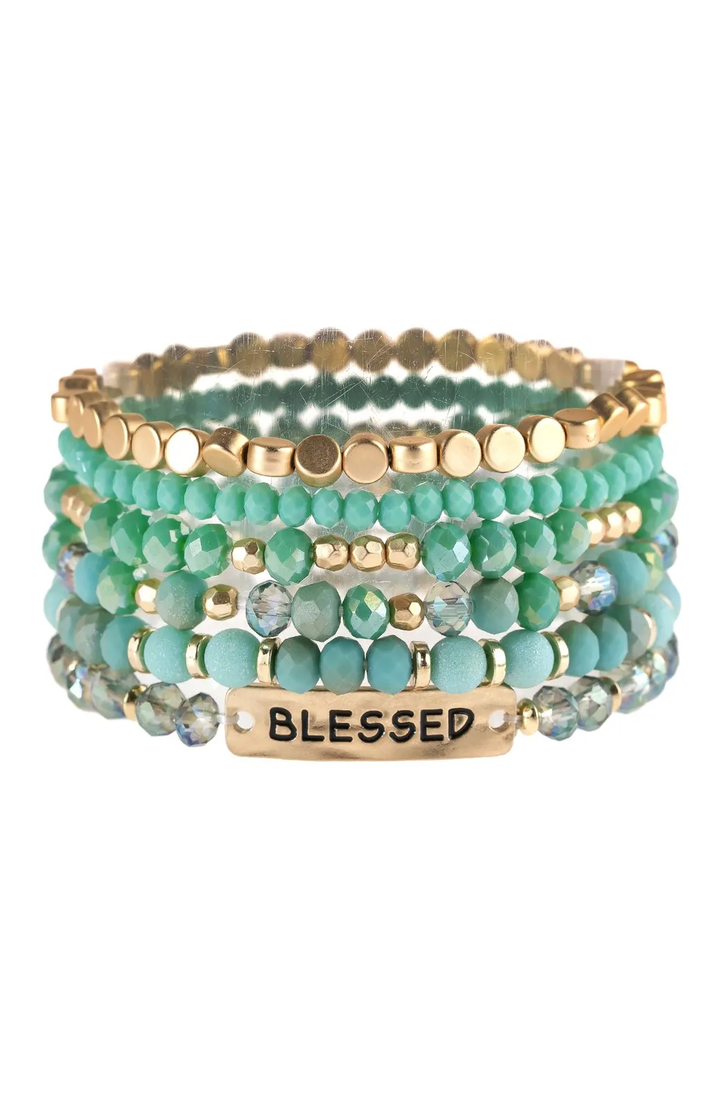 "Blessed" Charm Mixed Beads Bracelet