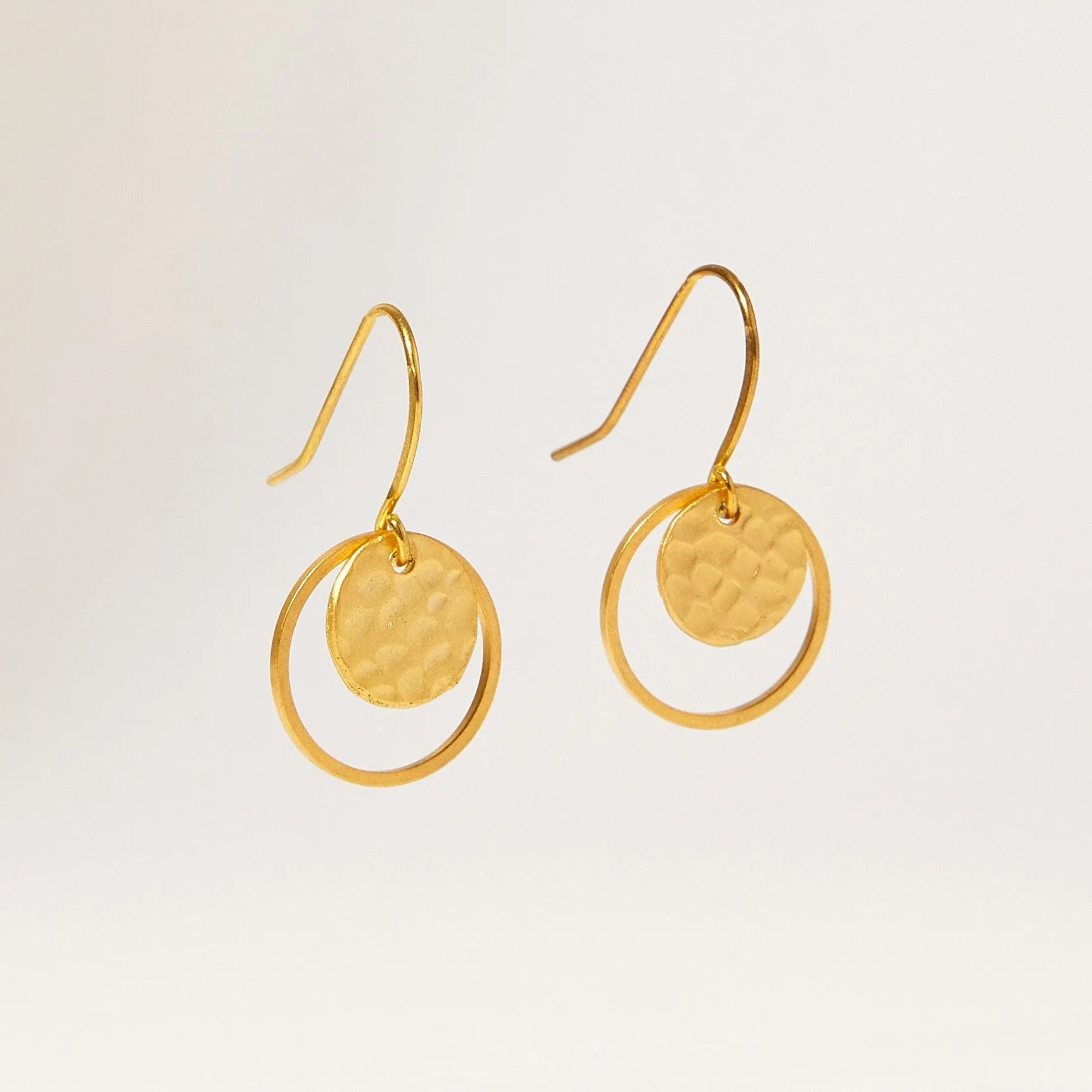 "L'Or" Tiny Gold Drop Dangle Earrings