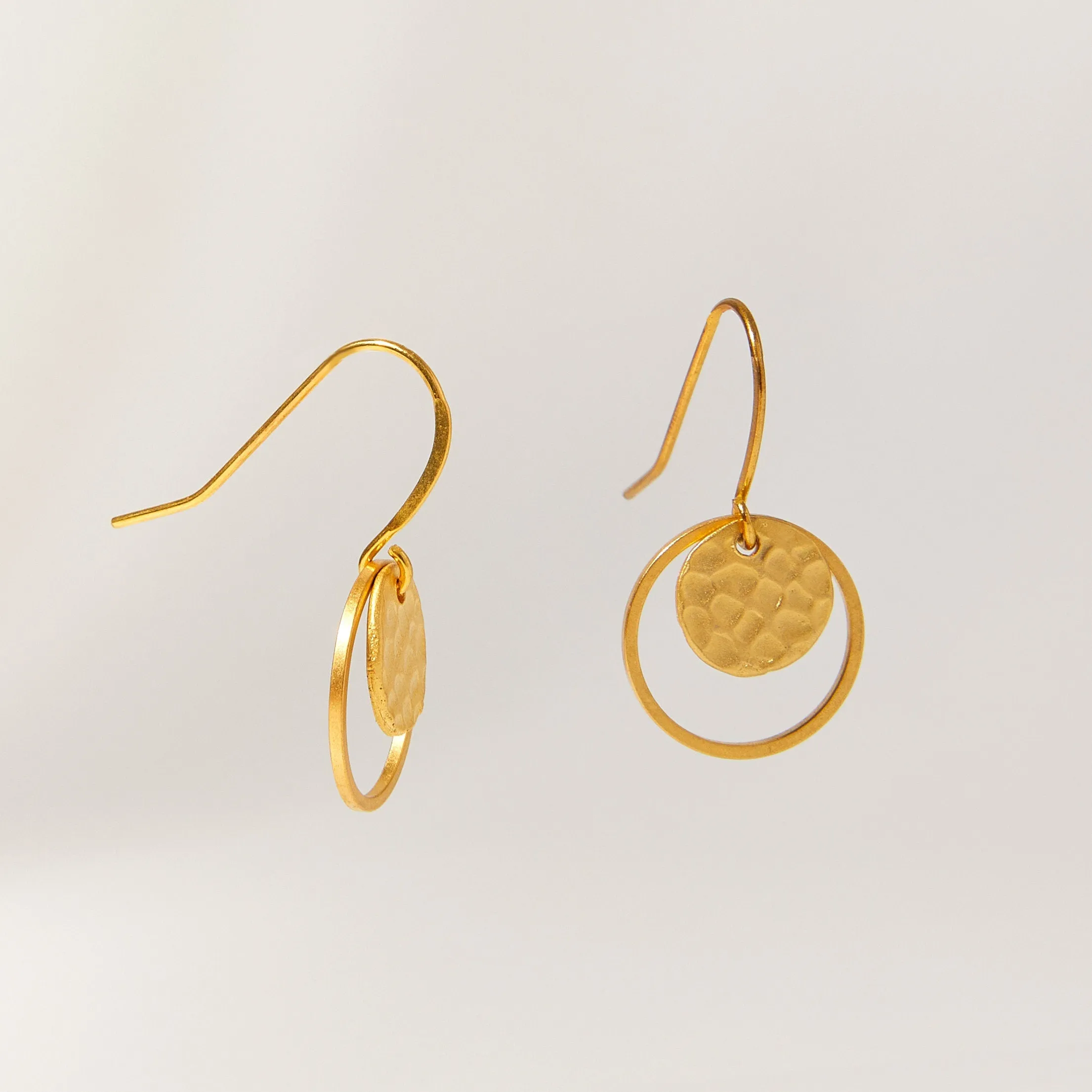 "L'Or" Tiny Gold Drop Dangle Earrings