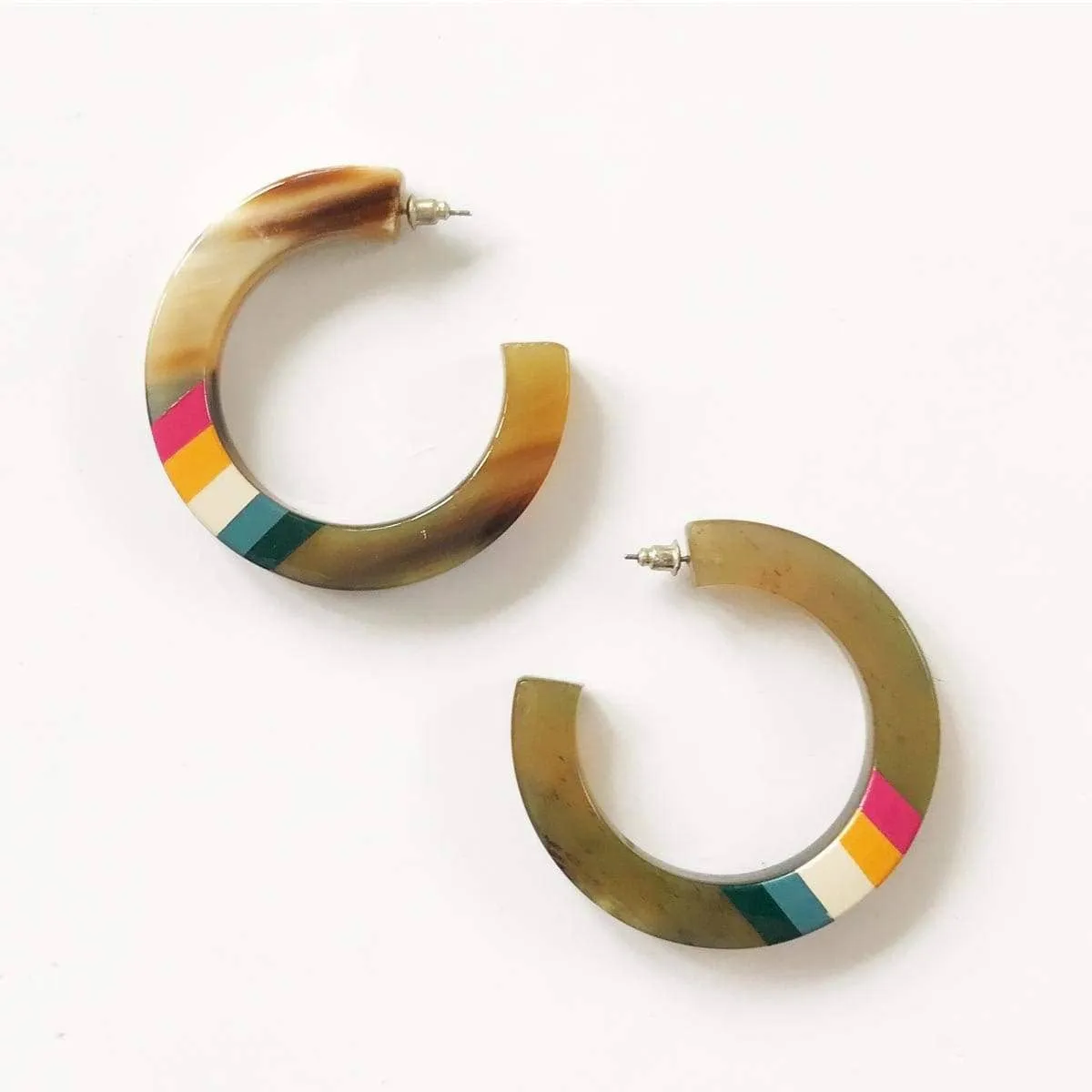 Rainbow Horn Hoop Earrings-Sunshine Tienda