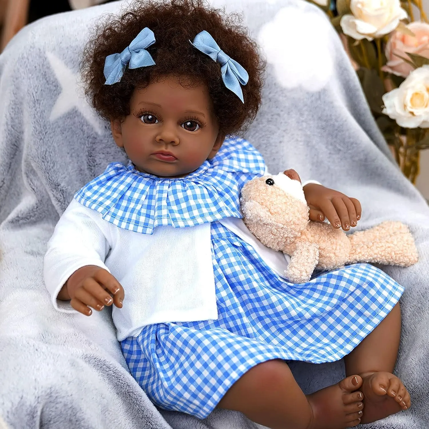 Reborn Flesh tone Black Baby Doll - Shania