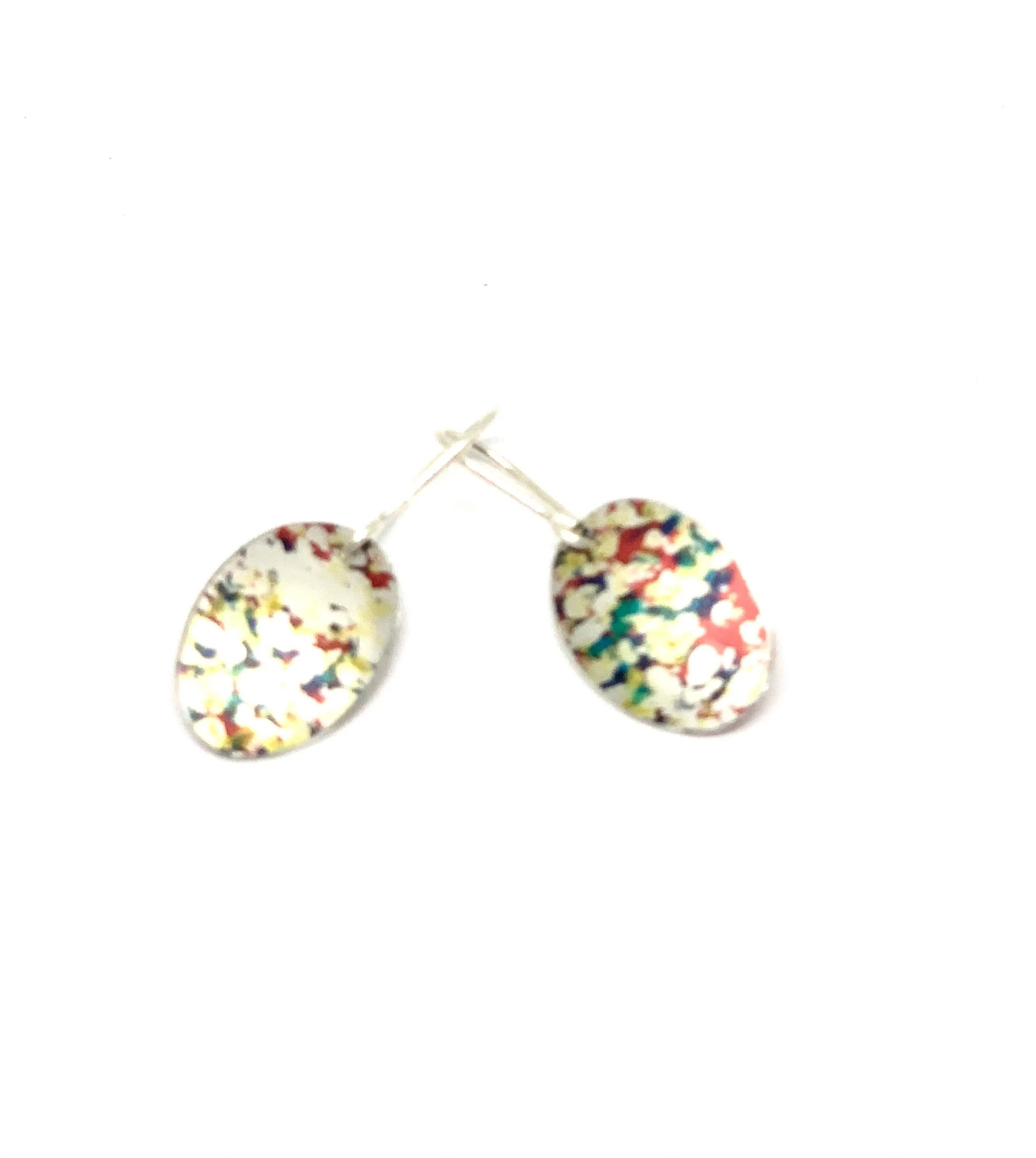 Red /gold / navy speckled oval Earrings