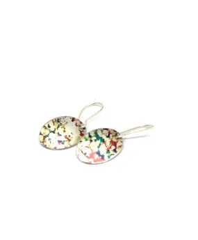 Red /gold / navy speckled oval Earrings