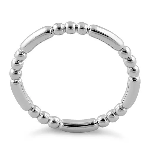 Rhodium Plated Stackable Bead and Bar Ring