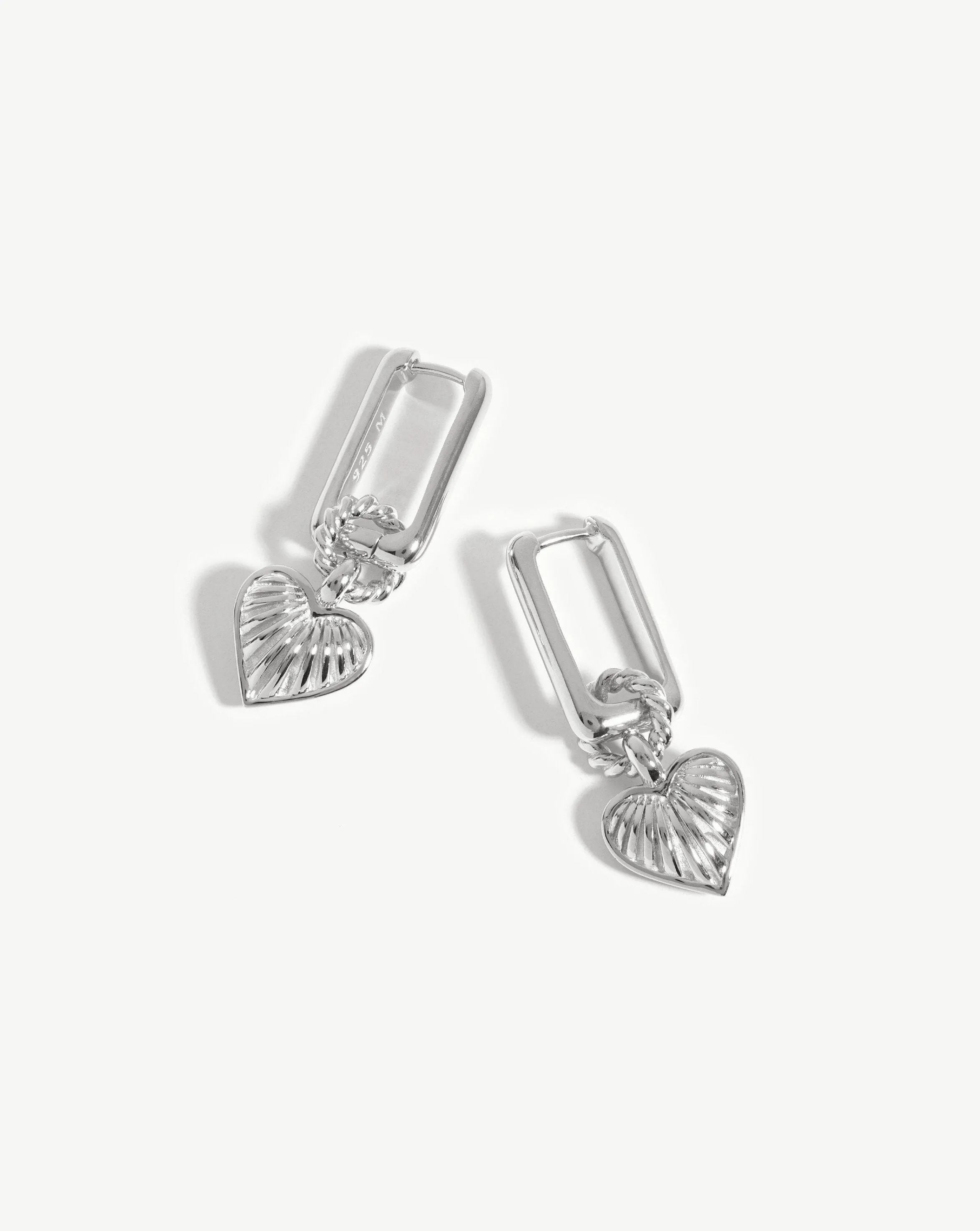 Ridge Heart Charm Earrings