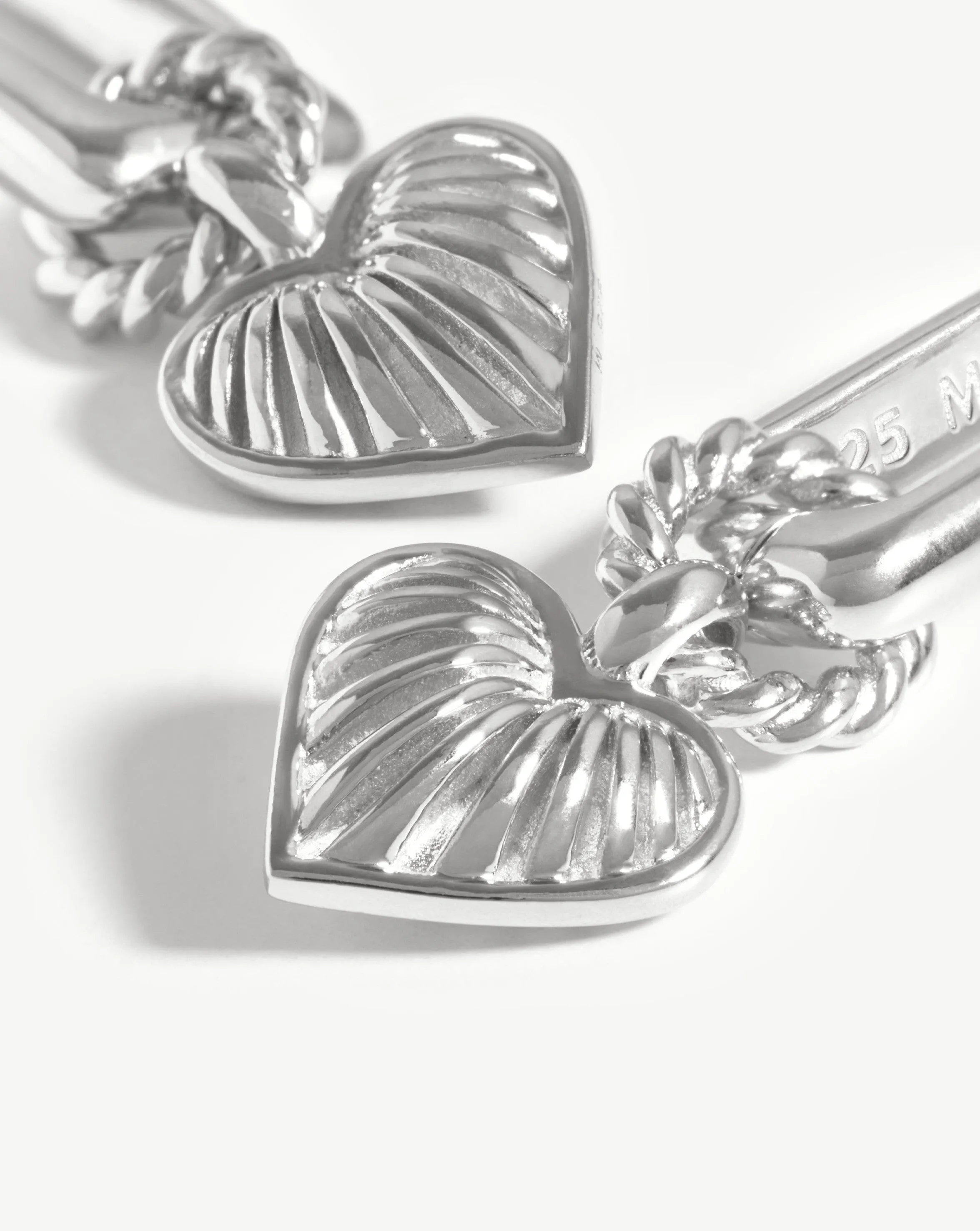 Ridge Heart Charm Earrings