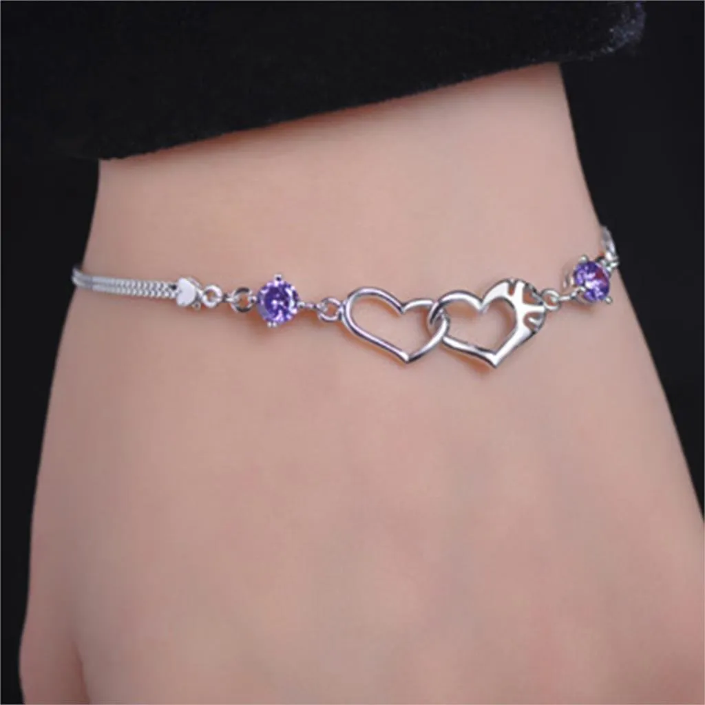 Romantic Heart Silver Friendship Bracelet