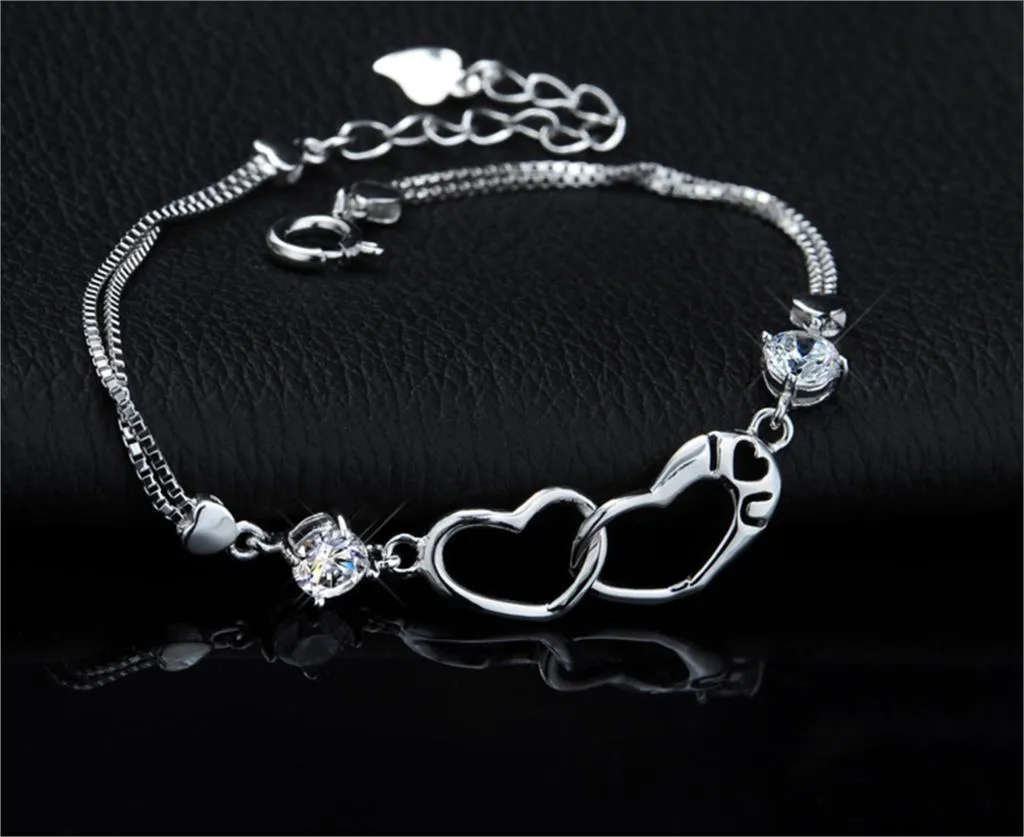 Romantic Heart Silver Friendship Bracelet