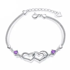 Romantic Heart Silver Friendship Bracelet