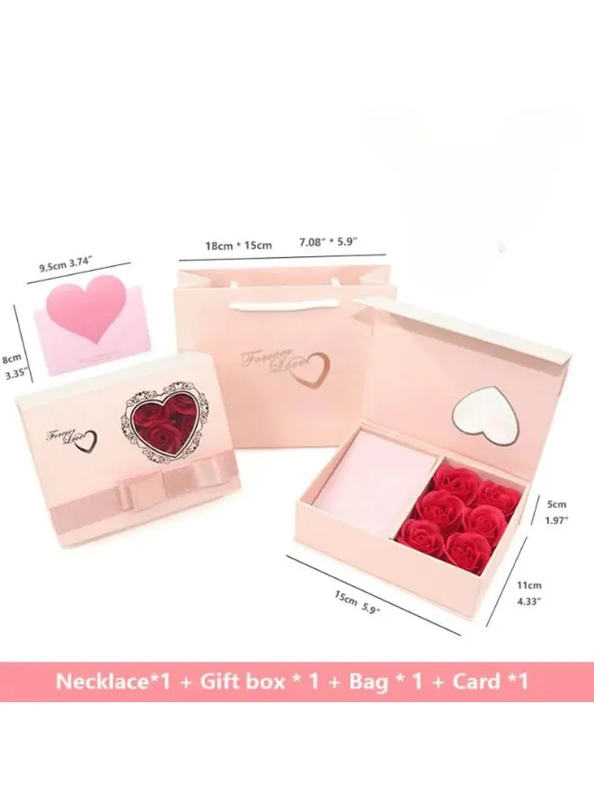 Romantic Valentine's Day Gift Box, Rose-themed Jewelry Packaging Box for Rings, Bracelets, and Necklaces – Perfect Surprise for Valentine, Mother's Day and Anniversary (Without Necklace)