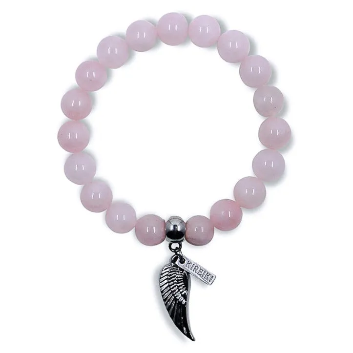 Rose Quartz Gemstone Love Charm Bracelet