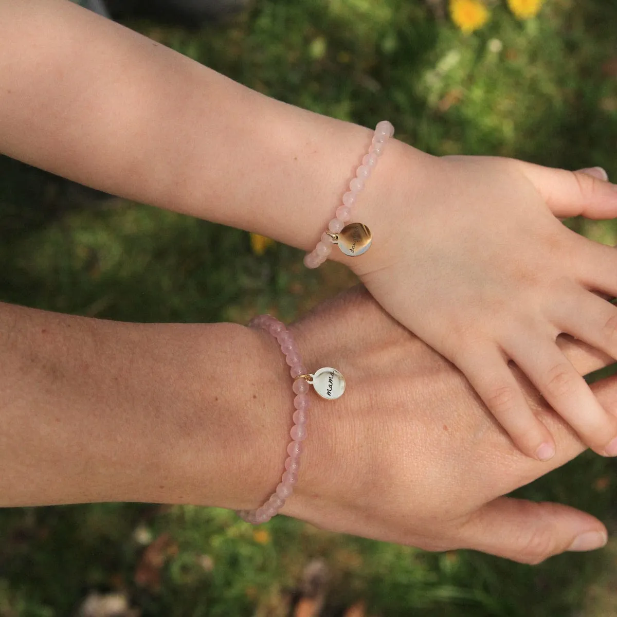 Rose Quartz Mom & Me Bracelet Set