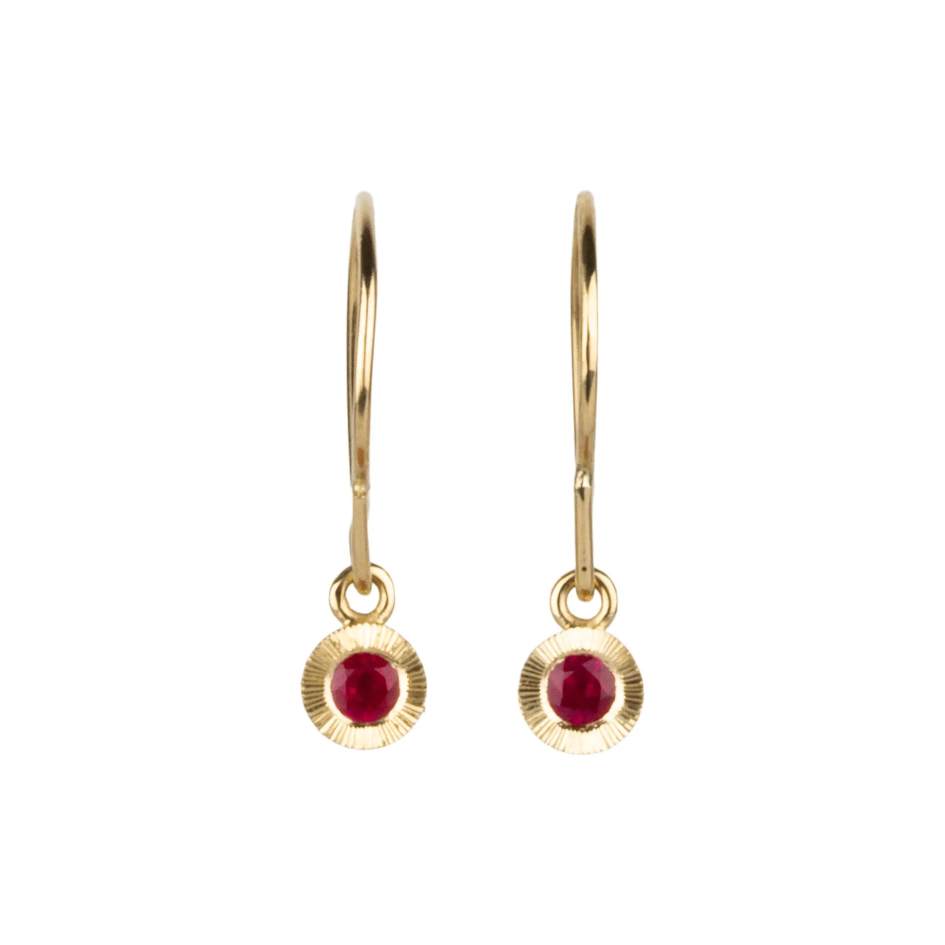 Ruby Aurora Dangle Earrings in Yellow Gold