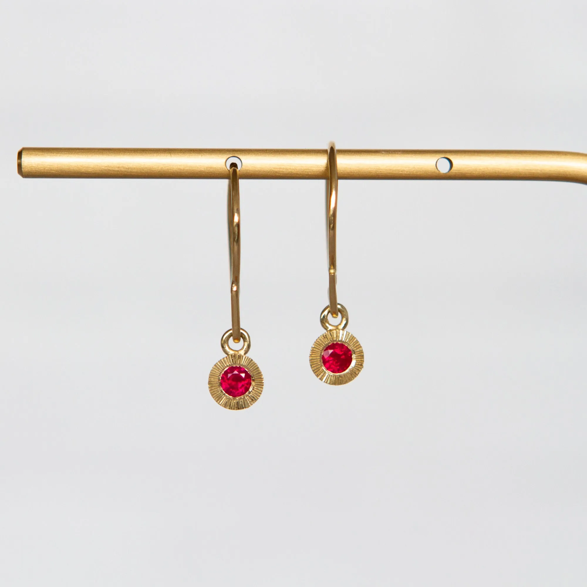 Ruby Aurora Dangle Earrings in Yellow Gold