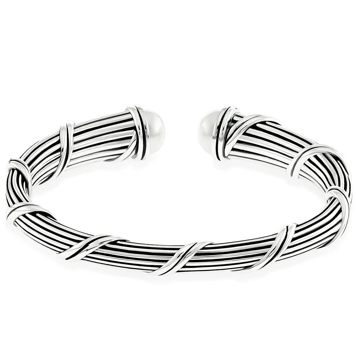 Signature Classic Pearl Tapered Cuff in sterling silver