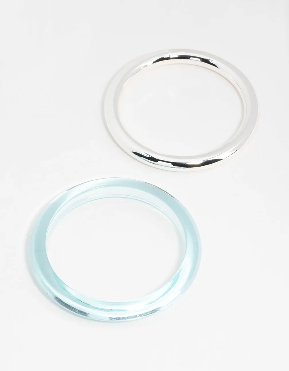 Silver & Blue Acrylic Bangles 2-Pack