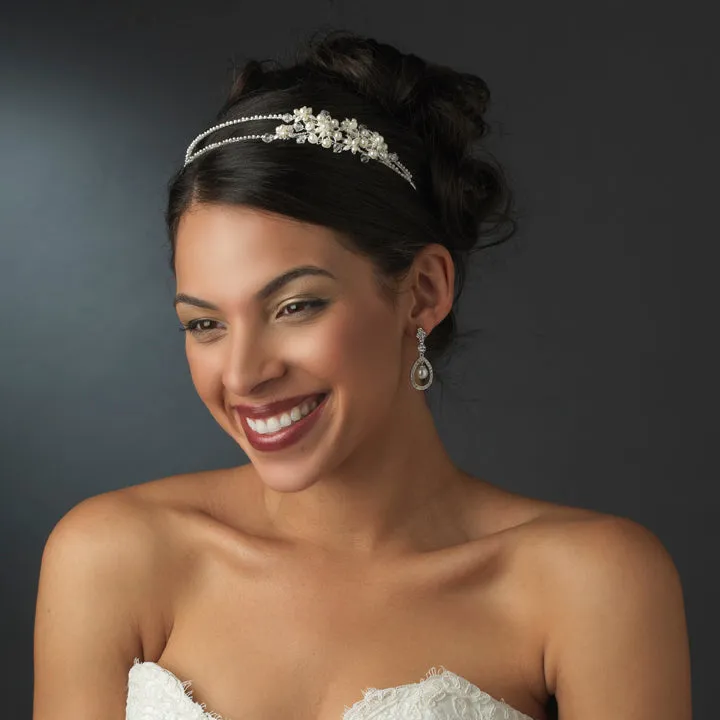 Silver and Pearl Side Accented Headband