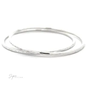 Silver Bangle Bracelet with Faceted Cut