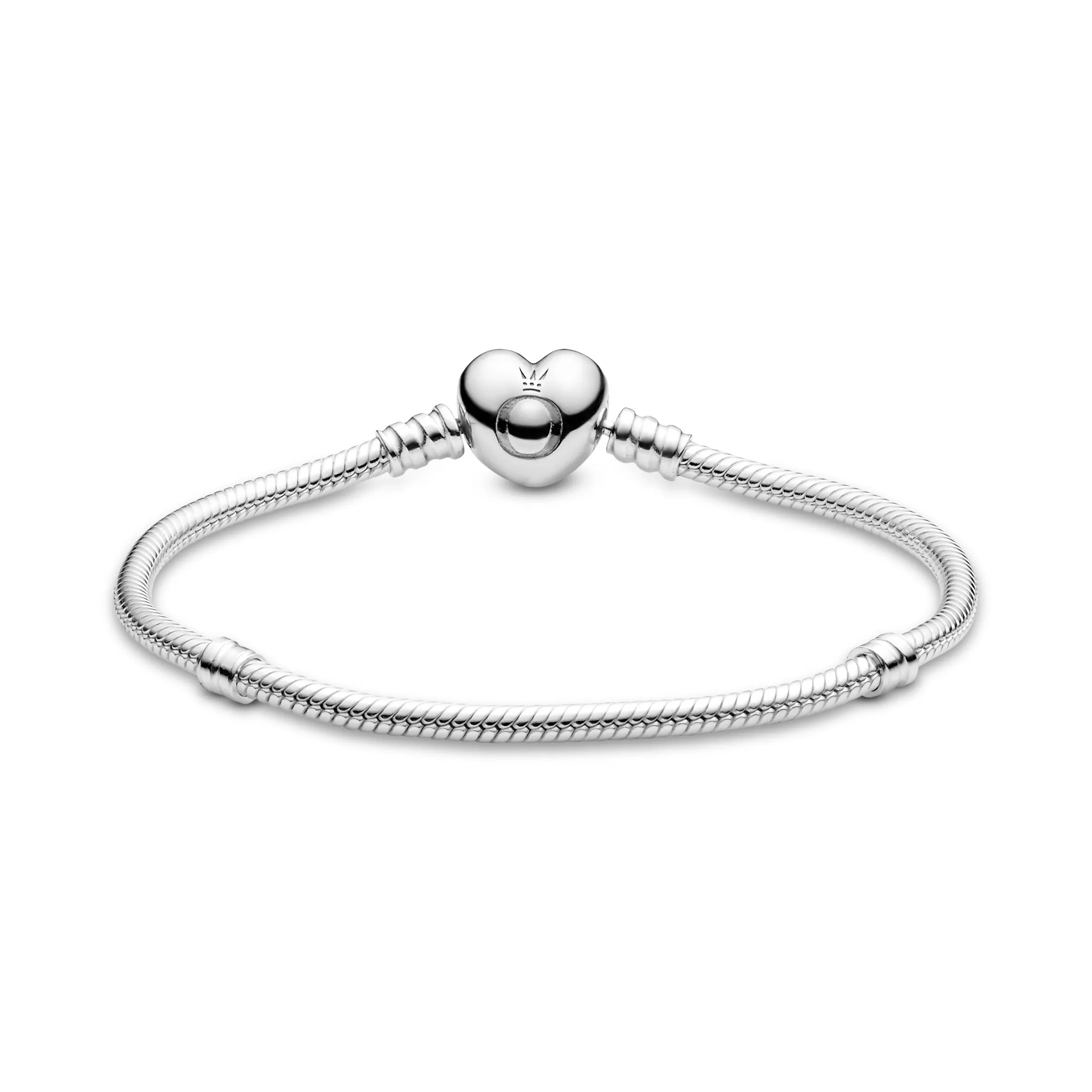 Silver bracelet with heart-shaped clasp