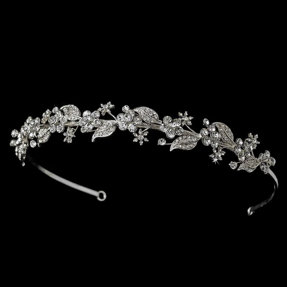 Silver Crystal Floral Bridal Headband