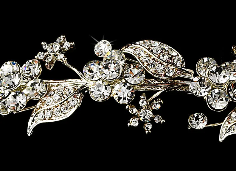 Silver Crystal Floral Bridal Headband