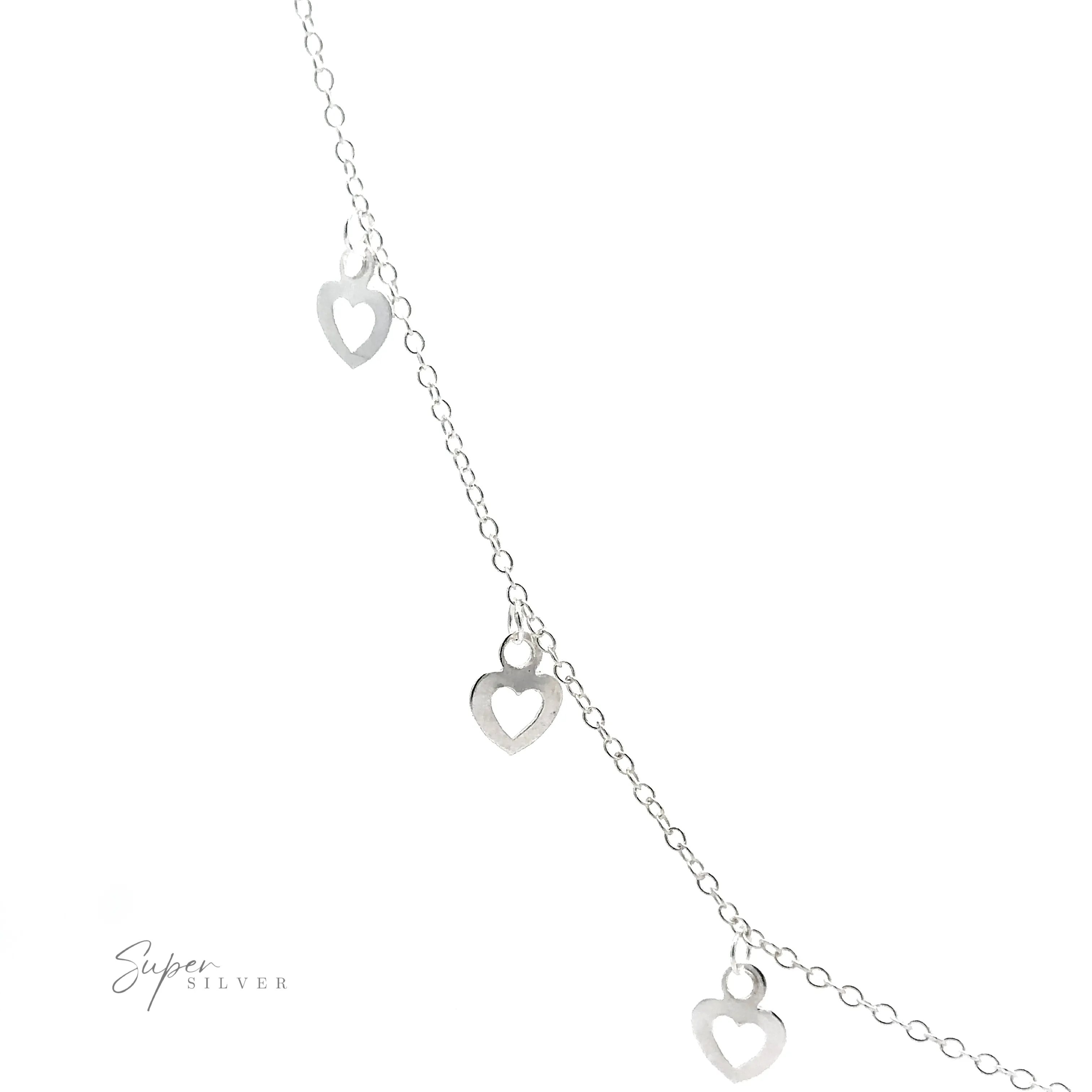 Silver Open Heart Charm Necklace