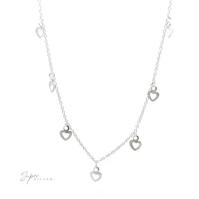 Silver Open Heart Charm Necklace