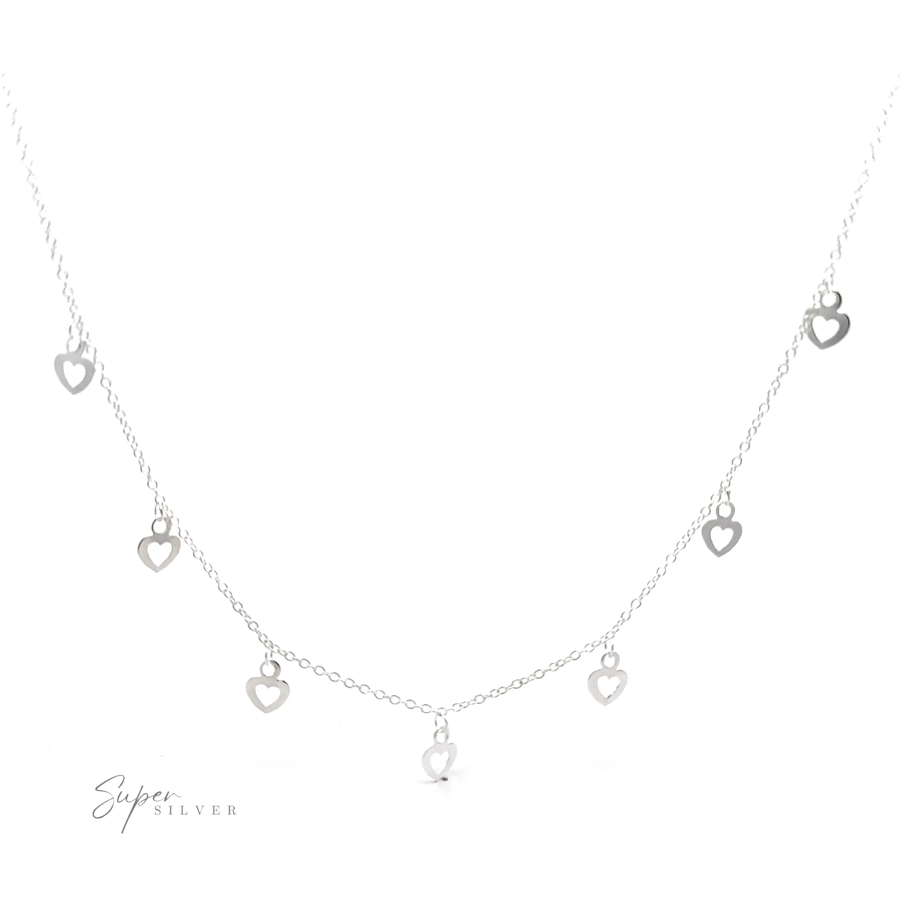 Silver Open Heart Charm Necklace