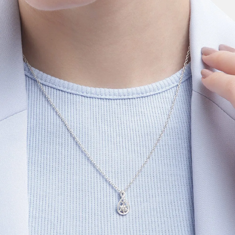 Silver Zircon Pear Necklace