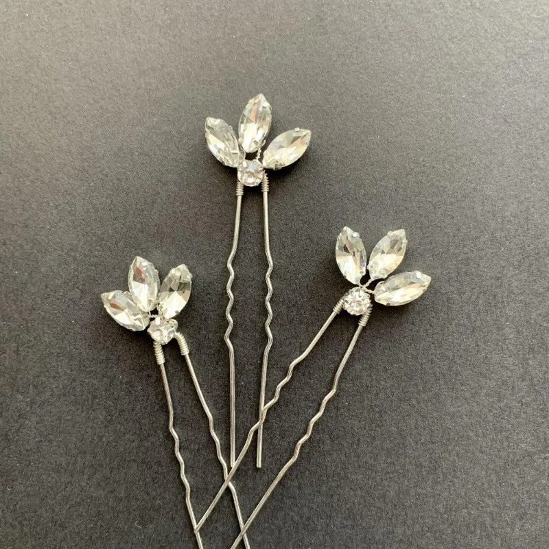 simple crystal rhinestone hairpins for wedding bride bridesmaids