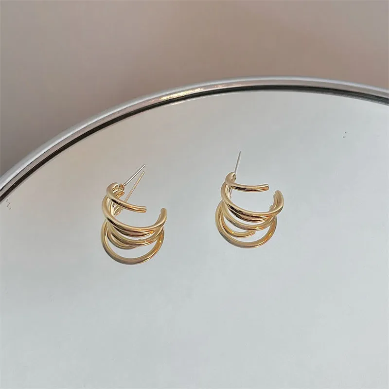 Simple Design Metal Rings Earrings