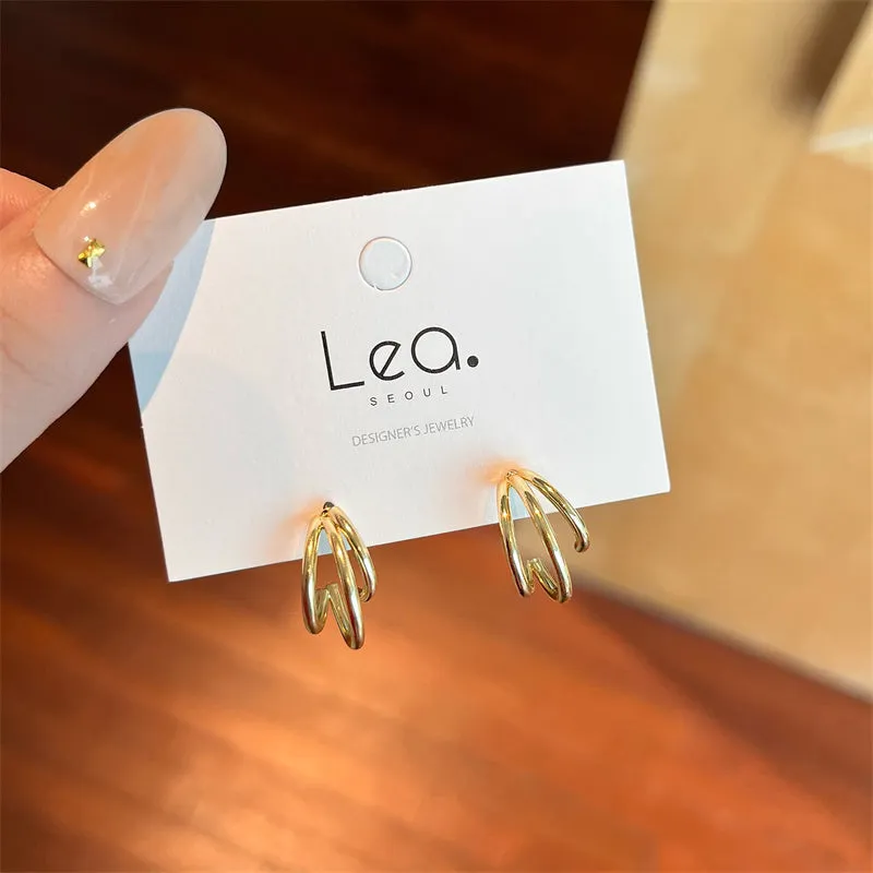 Simple Design Metal Rings Earrings