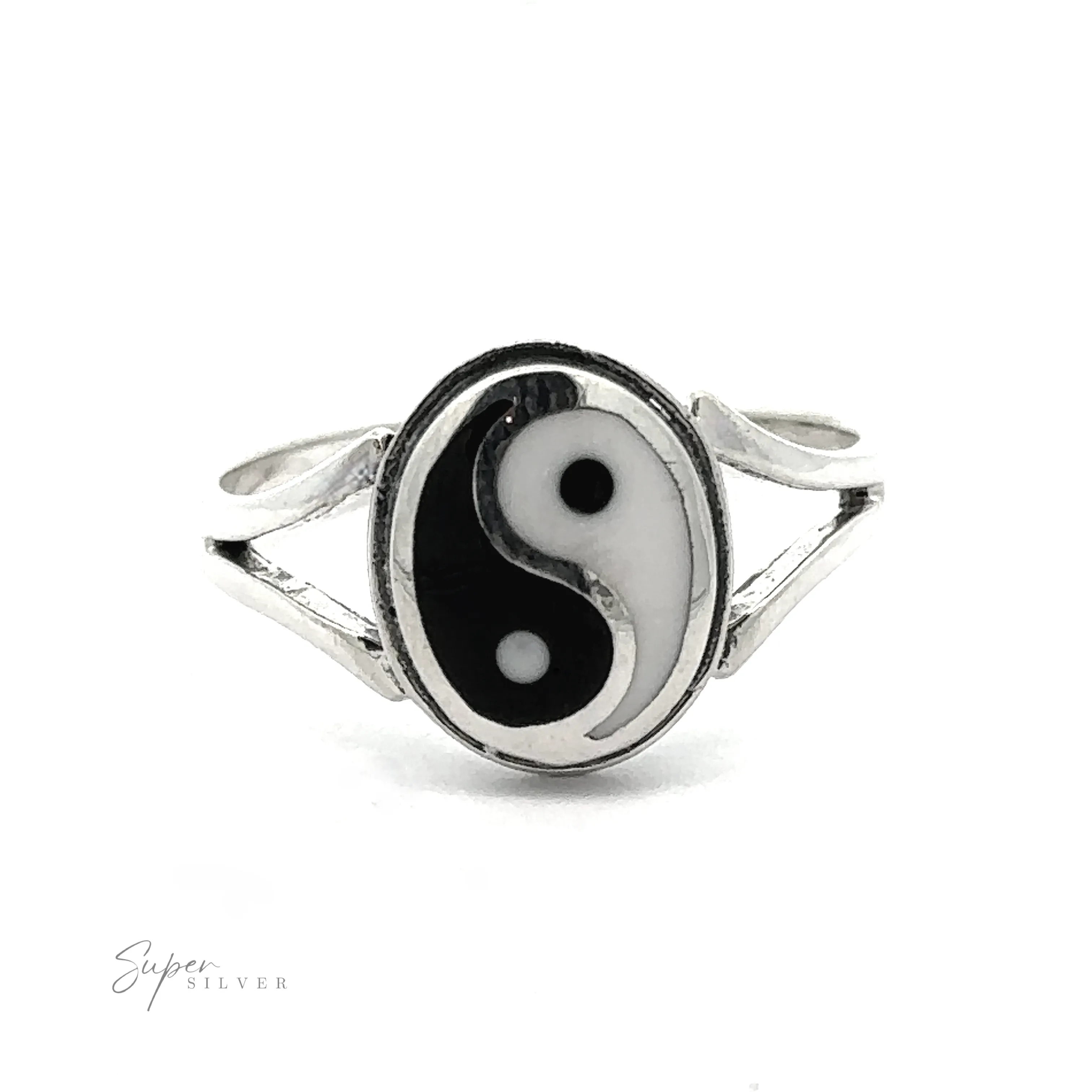 Simple Inlaid Yin-Yang Ring