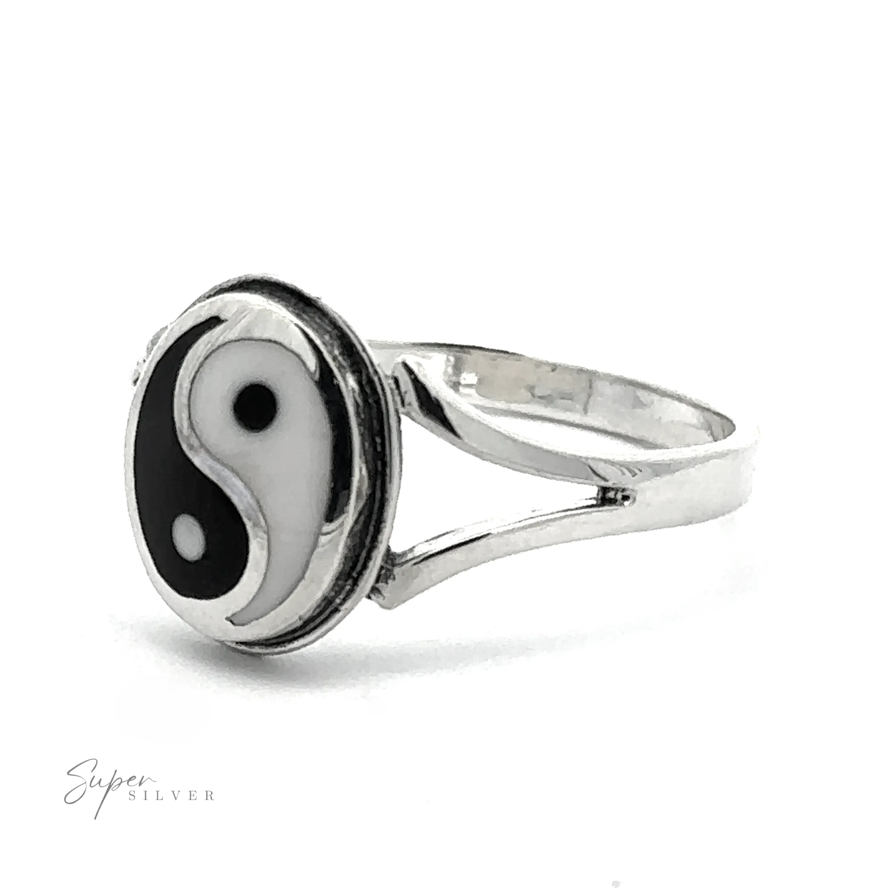 Simple Inlaid Yin-Yang Ring