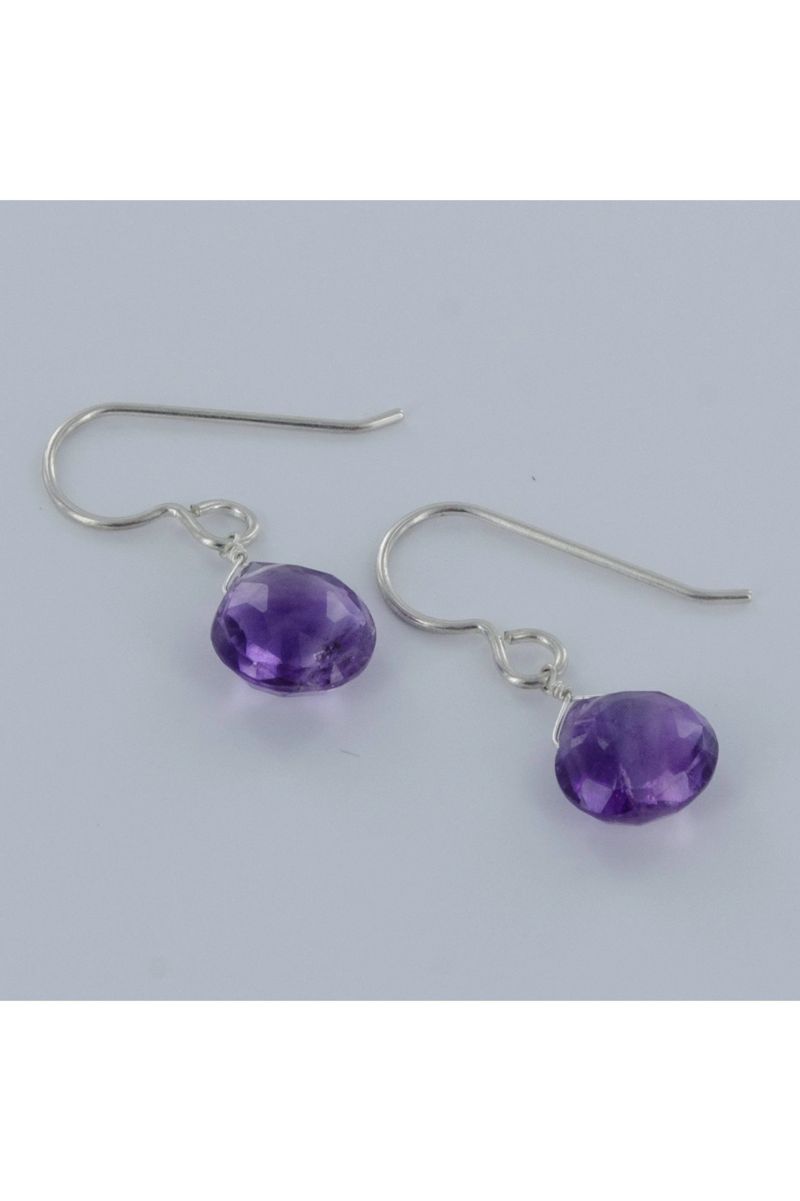 Simple Minimalist Amethyst Gemstone Earrings