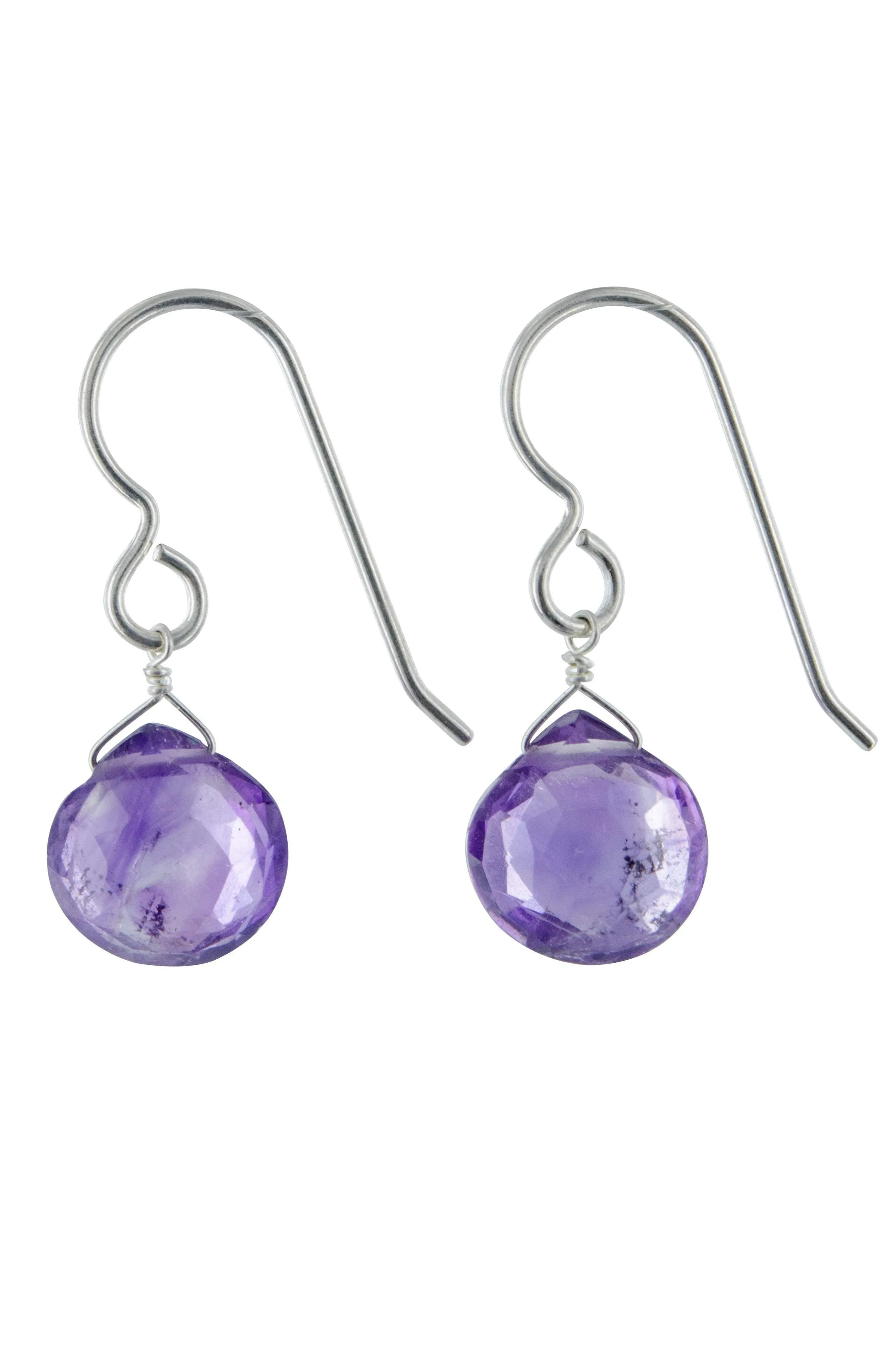 Simple Minimalist Amethyst Gemstone Earrings