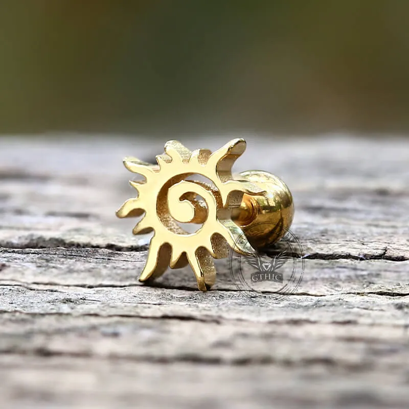 Simple Sun Pattern Stainless Steel Stud Earrings