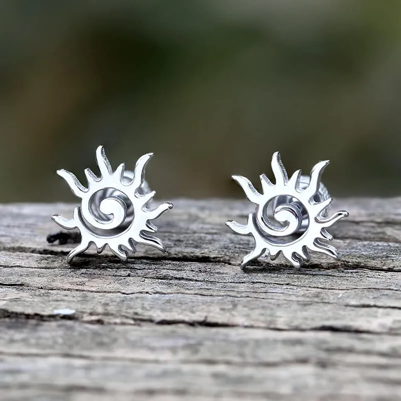 Simple Sun Pattern Stainless Steel Stud Earrings