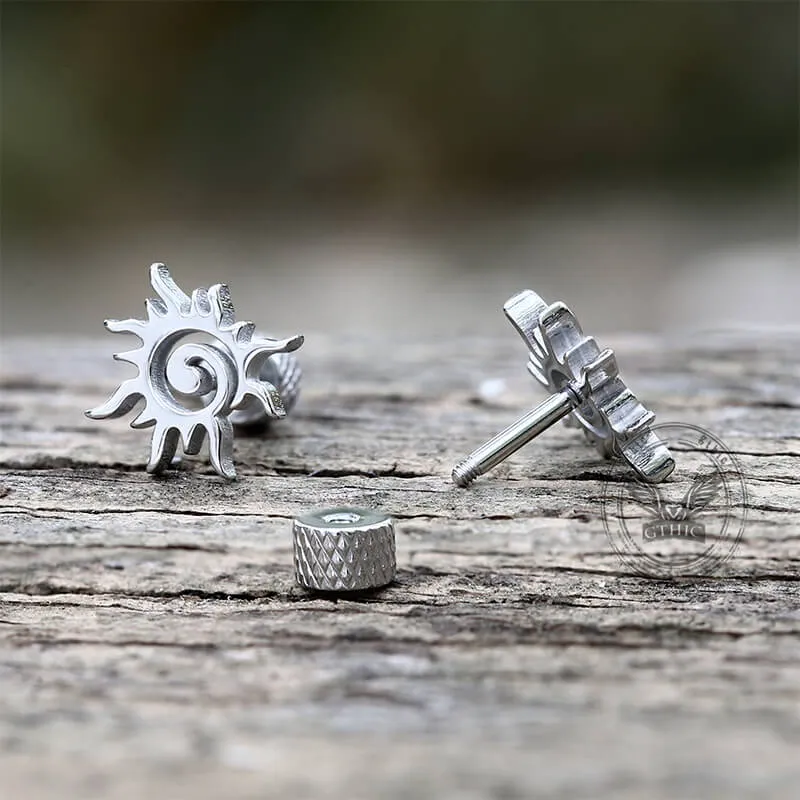 Simple Sun Pattern Stainless Steel Stud Earrings