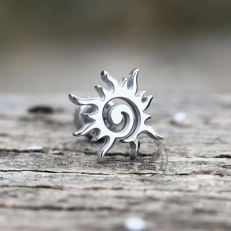 Simple Sun Pattern Stainless Steel Stud Earrings