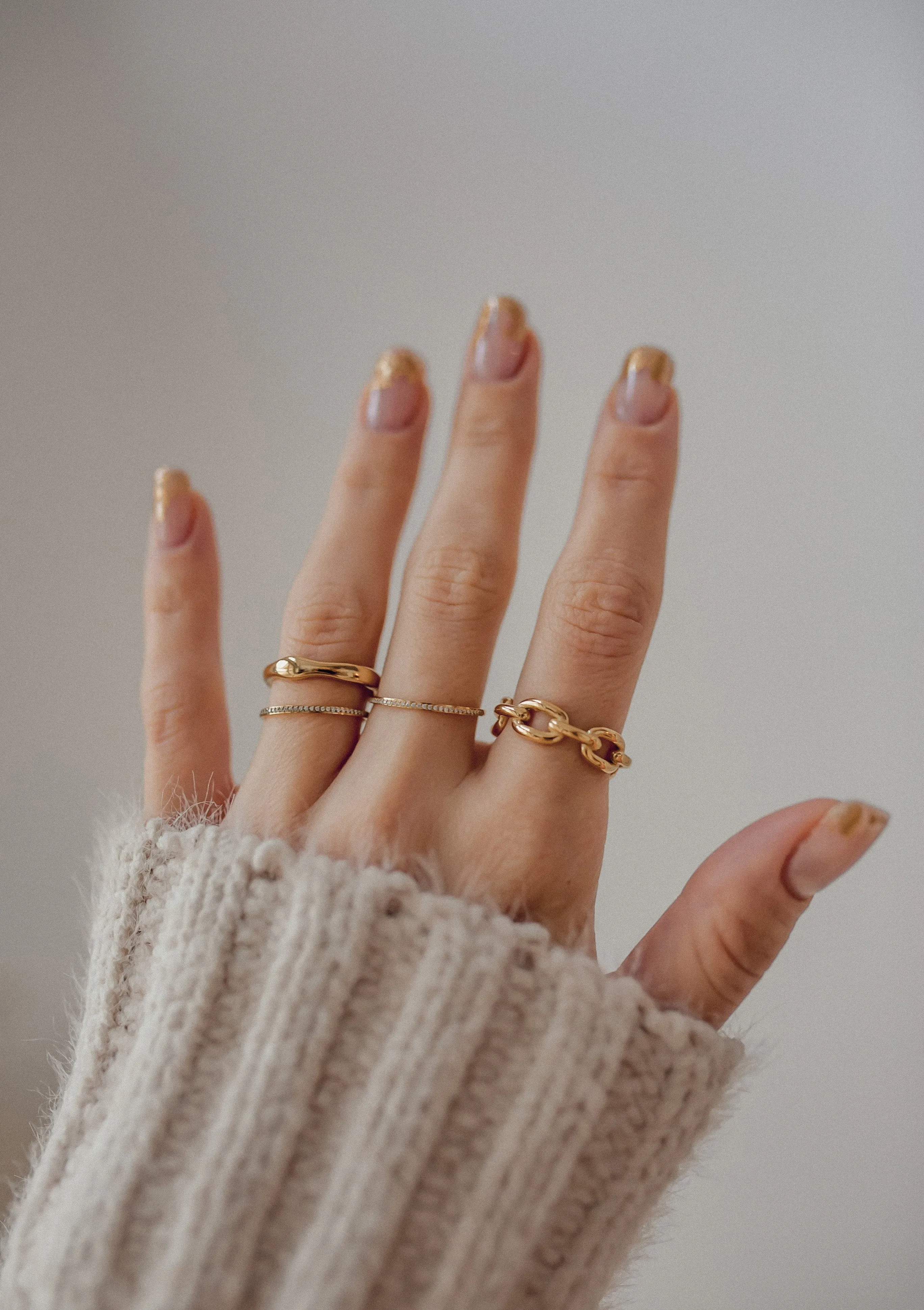 Slim Gemstone Band Ring Gold