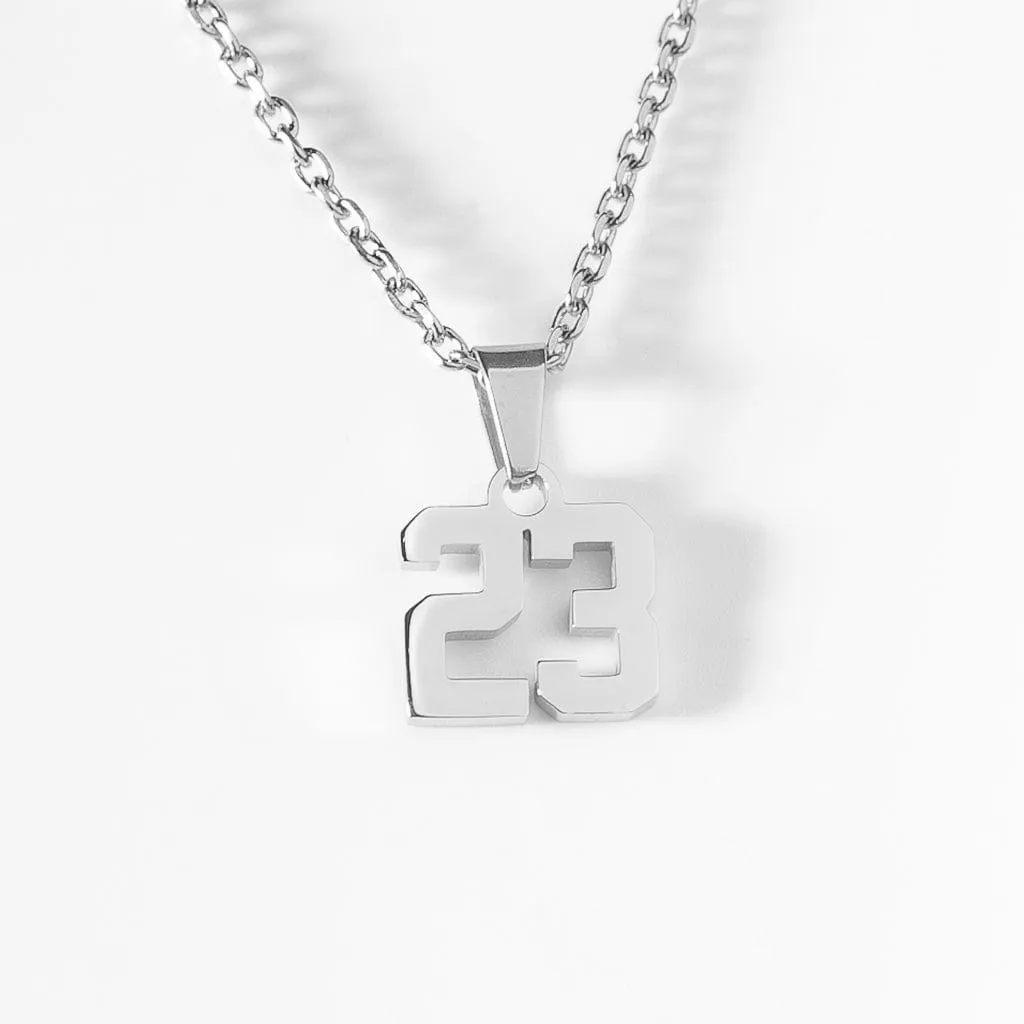 Small Number Pendant Necklace - Silver